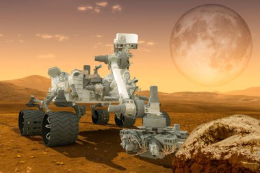 futuristic Perseverance  mars rover, expedition 3d illustration Elements of this image furnished by NASA. clipart
