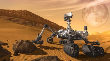 Mars Rover İnişi. Bu görüntünün elementleri NASA 3 boyutlu illüstrasyon tarafından desteklenmektedir.