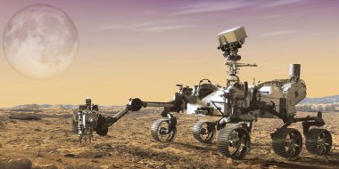Mars rover ,exploration of mars. Elements of this image furnished by NASA. clipart