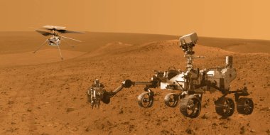 Yaratıcılık helikopteri görevi, keşif gezisi bu görüntünün elementleri NASA 3D illüstrasyon tarafından desteklenmektedir..