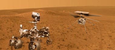 Yaratıcılık helikopteri görevi, keşif gezisi bu görüntünün elementleri NASA 3D illüstrasyon tarafından desteklenmektedir..
