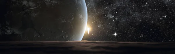 Sonnenstrahl Und Weltraumplaneten Wunderschöne Raumcollage Elemente Dieses Bildes Das Von — Stockfoto