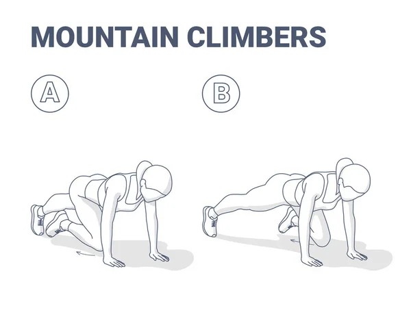 Ορειβάτες Αρχική σελίδα Γυμναστική Γυναίκα Οδηγός Άσκησης Εικονογράφηση σε περίγραμμα στυλ. — Διανυσματικό Αρχείο