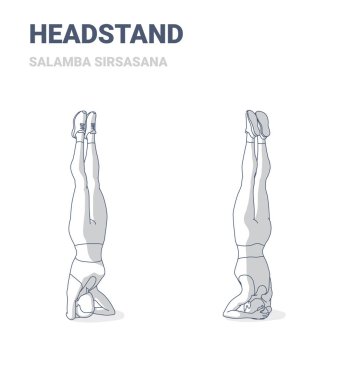Koşu egzersizi genç sporcu kadın, salamba sirsasana yoga rehberliği..