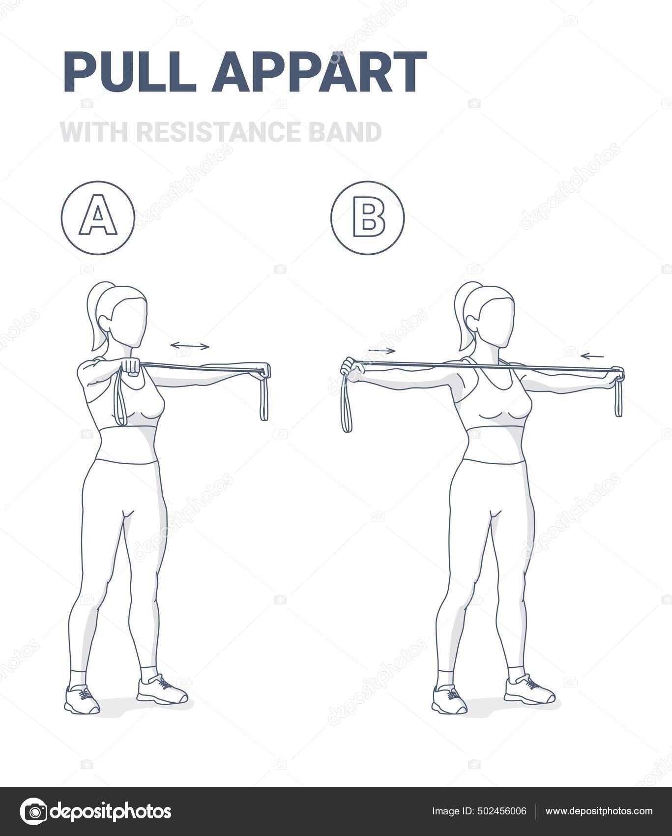 Pull Apart Resistance Bands Pull Workout Girl Doing Pull Appart