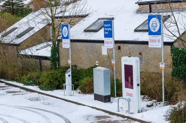 Holywell Flintshire Jan 2021 Holywell Vestiging Van Een Tesco Supermarkt Stockafbeelding