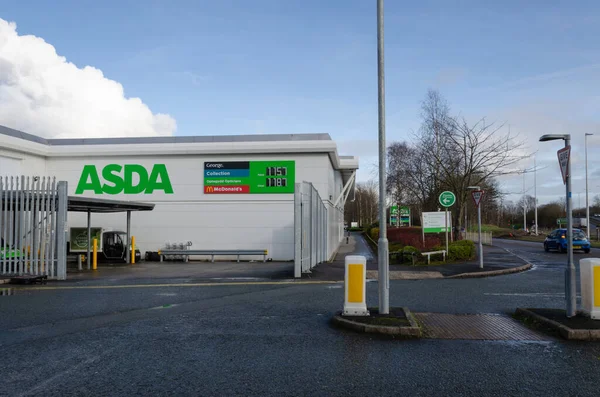 Queensferry Reino Unido Ene 2021 Señalización Para Supermercado Asda Una — Foto de Stock