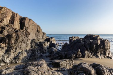 View of the Pacific Ocean from a rocky beach on Vancouver Island, British Columbia, Canada
