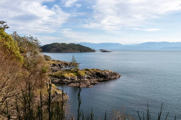 Vista Mar Salish Montanhas Olímpicas East Sooke Road Ilha Vancouver — Fotografia de Stock