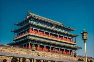 Pekin, Çin Tiananmen Meydanı 'ndaki Zhengyangmen Kapısında