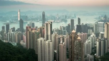 Gece gün timelapse Hong Kong için