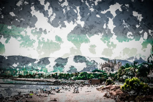 Vue sur la plage de Palma de Majorque — Photo