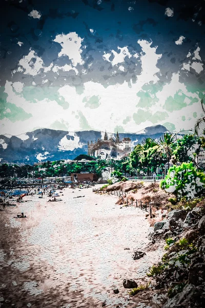 Weergave van het strand van Palma de Mallorca — Stockfoto