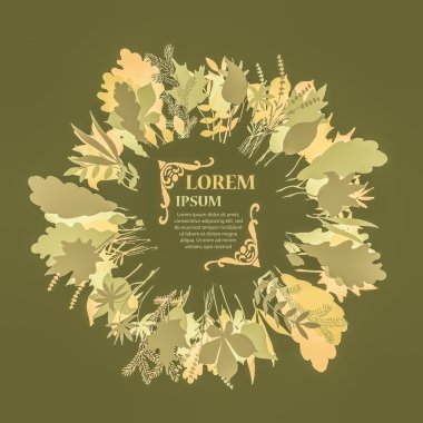 Sonbahar yuvarlak çerçeve. Sonbahar yaprakları çelenk.