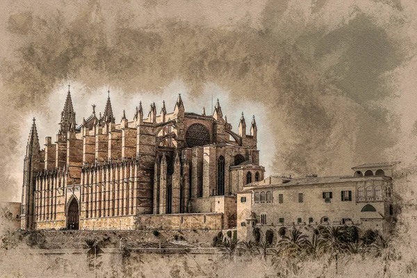 Katedralen i Palma de Mallorca. - Stock-foto