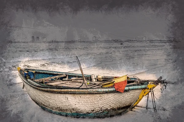 Barcos na praia da cidade de Da Nang, Vietnã — Fotografia de Stock