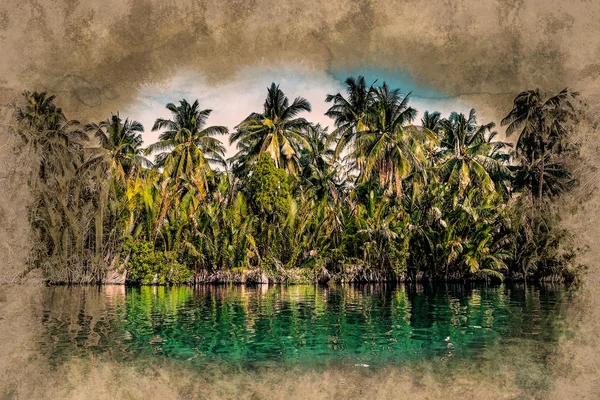 Palmeras en la orilla del mar en un hermoso día soleado . —  Fotos de Stock