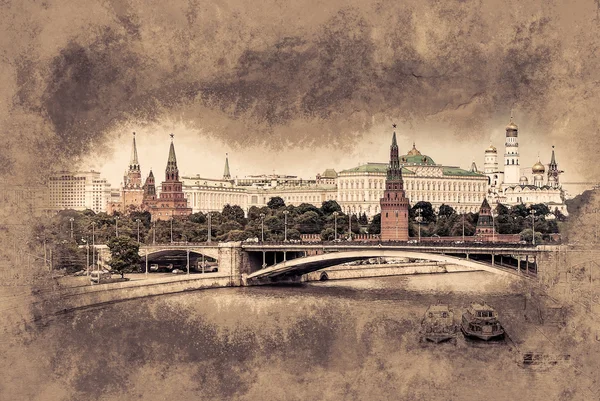 El río Moscú y el Kremlin — Foto de Stock