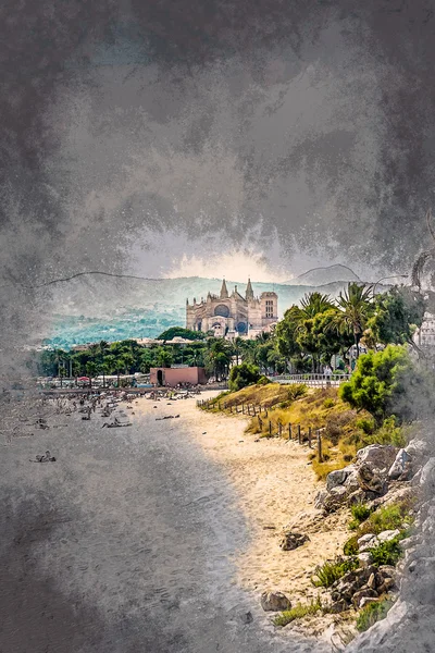 Vista da praia de Palma de Maiorca — Fotografia de Stock