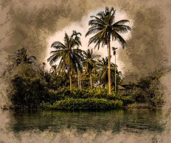 Palmen an der Küste bei schönem Sonnenschein. — Stockfoto