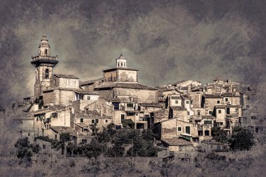 Küçük kasaba Valldemossa güzel görünümü