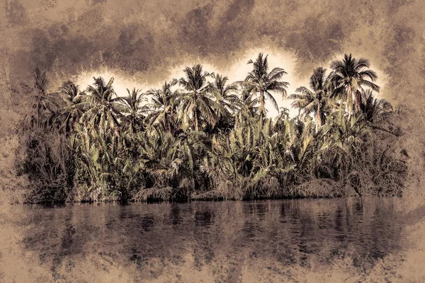 Palmeras en la orilla del mar en un hermoso día soleado . — Foto de Stock