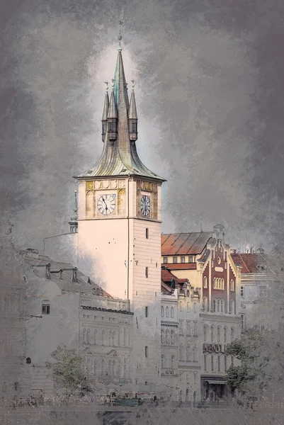 Hodinová věž v Praze — Stock fotografie