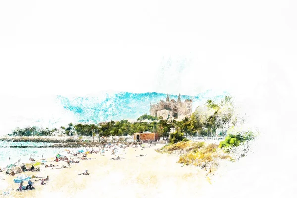 Vue sur la plage de Palma de Majorque — Photo