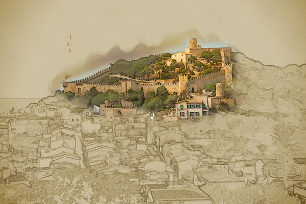 Capdepera kasteel op groene heuvel in Mallorca — Stockfoto