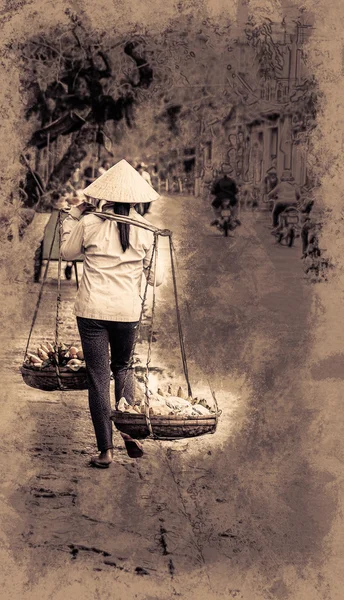 在海的街头小贩，越南 — 图库照片