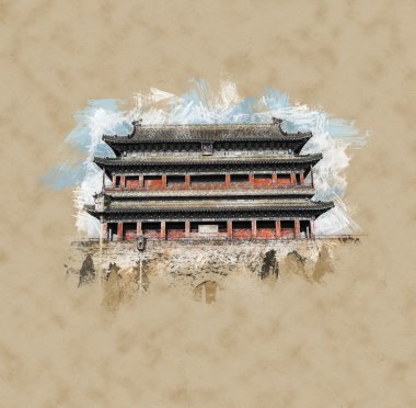 Pekin, Çin Tiananmen Meydanı 'ndaki Zhengyangmen Kapısında
