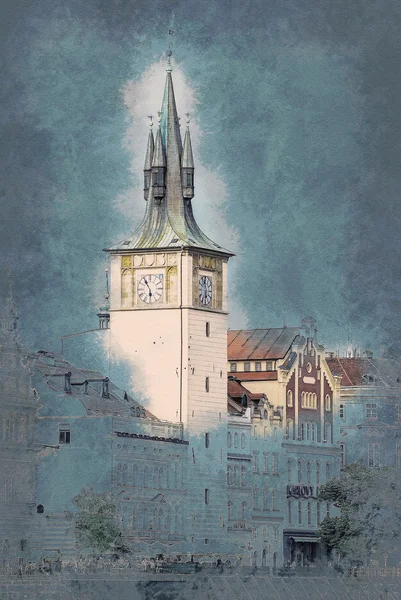 Hodinová věž v Praze — Stock fotografie