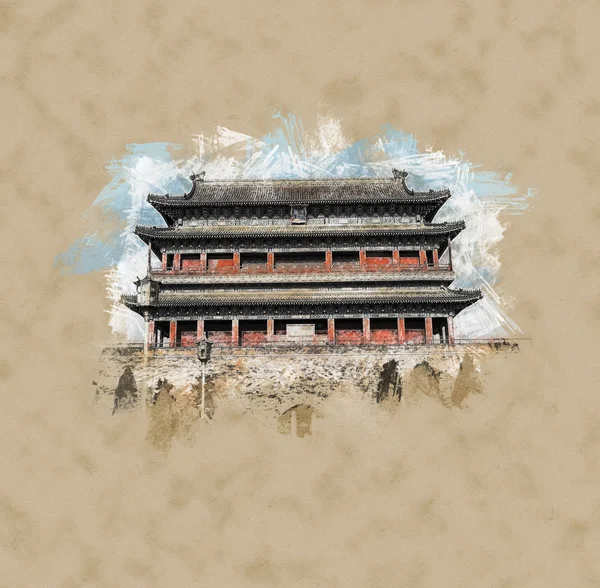 Peking, China am Zhengyangmen Torhaus auf dem Platz des Himmlischen Friedens — Stockfoto