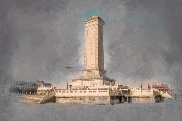 Пам'ятник героям народів на площі Тяньаньмень, Пекін — стокове фото