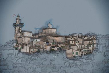 Küçük kasaba Valldemossa güzel görünümü