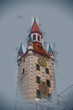 Old Town Hall Tower Münih, Almanya.