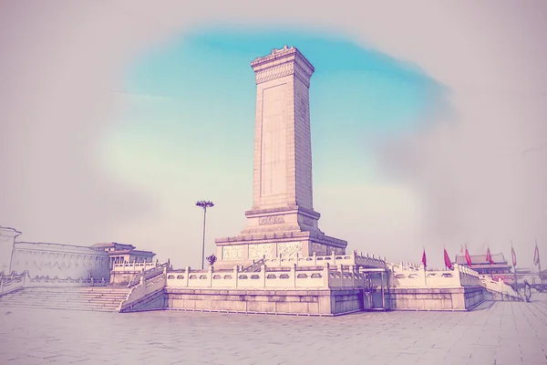 Denkmal für die Volkshelden auf dem Platz des Himmlischen Friedens, Peking — Stockfoto
