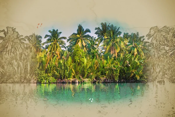 Palmen an der Küste bei schönem Sonnenschein. — Stockfoto
