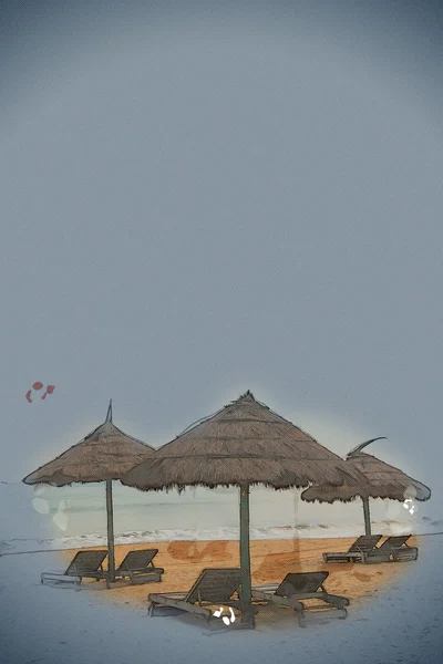 Saman şemsiye ile basit sahne — Stok fotoğraf