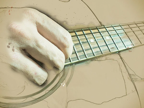 Portre fotoğraf bir adam tarafından oynanan bir akustik gitar. — Stok fotoğraf