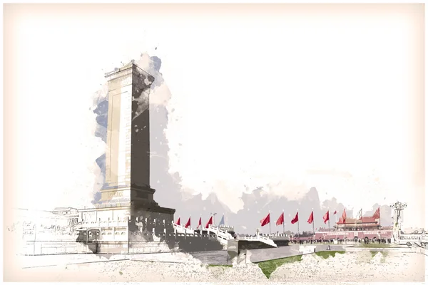 Tiananmen Meydanı ' nda Beijing halkların kahramanları Anıtı — Stok fotoğraf