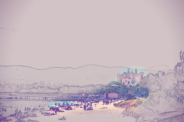 View of the beach of Palma de Mallorca — Stock Photo, Image