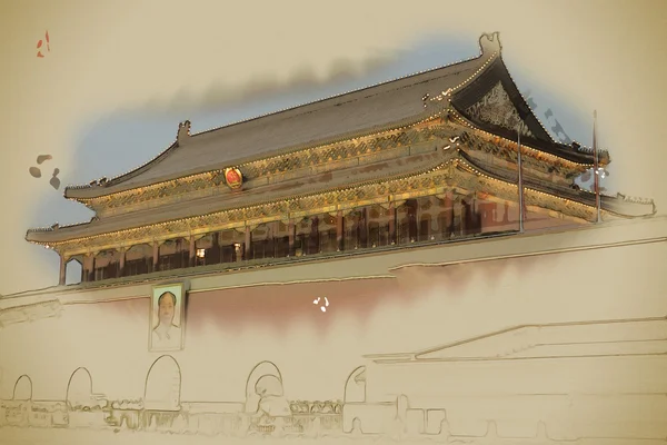 Porta da Paz Celestial - entrada para o Museu do Palácio em Beijin — Fotografia de Stock