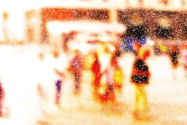 Kışın şehir commuters