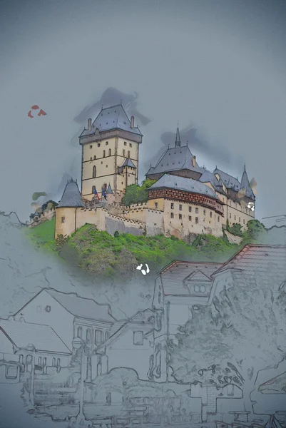 卡尔施泰因在绿色小山，布拉格城堡 — 图库照片