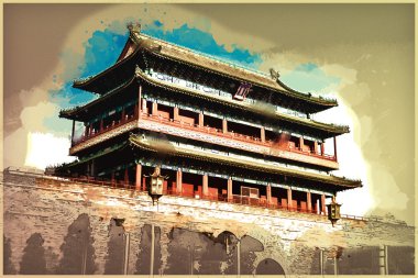 Pekin, Çin Tiananmen Meydanı 'ndaki Zhengyangmen Kapısında