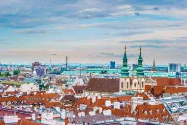 Viyana çatılarının üzerinden havadan görünümü