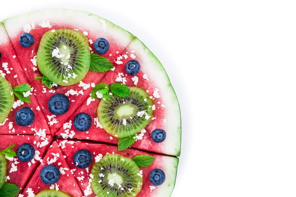 Watermelon pizza on white — Stock Photo, Image