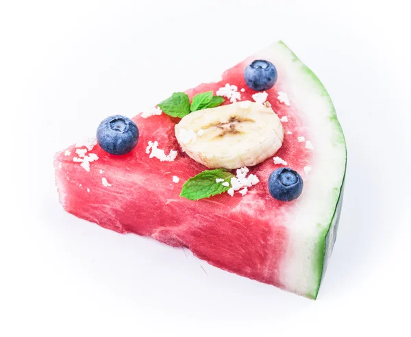 Watermelon pizza on white — Stock Photo, Image