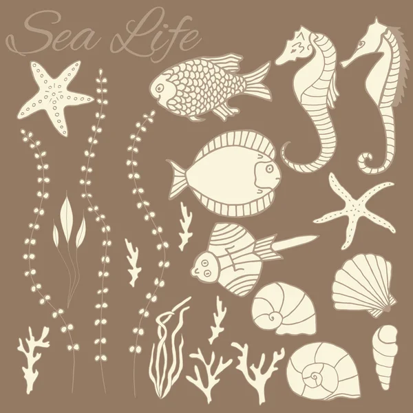 Collection of hand drawn fishes Stock Vector